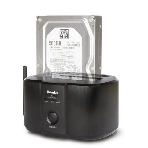 HAMLET HXDDWIFI DOCKING STATION PER HDD SATA 2.5"/3.5" MAX 4TB CONNESSIONI USB 3.0 + WIRELESS COLORE NERO