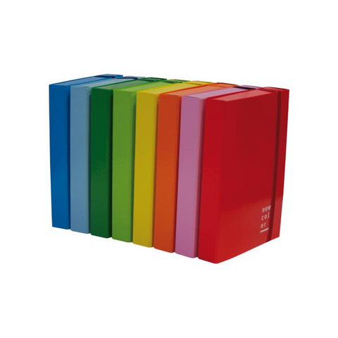 BREFIOCART NEW COLOR CARTELLE C/ELASTICO PIATTO IN CARTONCINO PLASTIFICATO 250X350MM A4 DORSO 7CM COL. VERDE