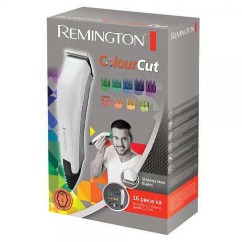 REMINGTON HC5035 TAGLIACAPELLI A FILO COLOUR CUT LAMA IN ACCIAIO CON ACCESSORI INCLUSI 16 ACCESSORI, 11 PETTINI DI FISSAGGIO