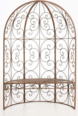 CLP Rose arch Rosie con panca, realizzato a mano in ferro, marrone antico