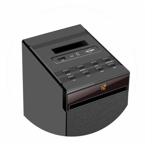 Czarna wieża dźwiękowa z odtwarzaczem CD, Bluetooth, FM i USB, 60W + pilot zdalnego sterowania