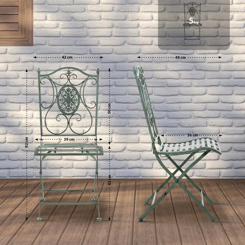 CLP Set di 2 sedie da giardino Sibell, verde antico