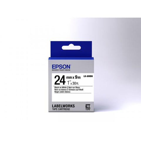 EPSON LK6WBN NASTRO ETICHETTE 24MMx9MT COLORE BIANCO STAMPA NERO