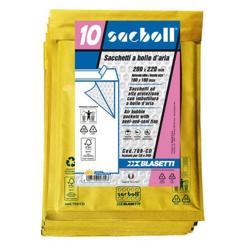 BLASETTI SACBOLL BUSTE DI CARTA A SACCO IMBOTTITE AUTOADESIVE INT. 160X180 mm COL. AVANA CONF 10 Pz.