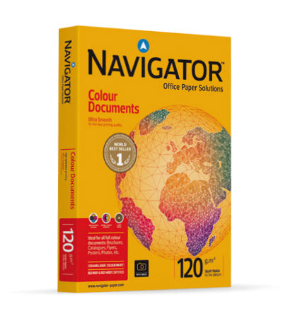 NAVIGATOR COLOUR DOCUMENTS RISMA DA 250 FOGLI 120 GR 21 X 29.7 CM A4 BIANCO CONF 8 PZ.