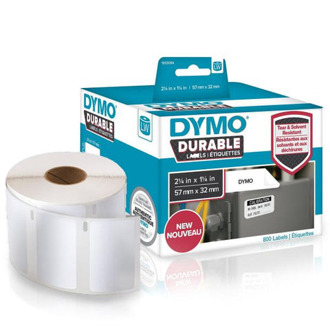 DYMO DURABLE CONF 800 ETICHETTE ADESIVE IN POLIESTERE 32X57 mm BIANCO
