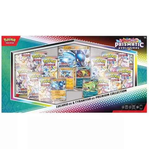 Pokemon - TCG Scarlet And Violet Prismatic Evolutions Lucario ex And Tyranitar ex Premium Collection