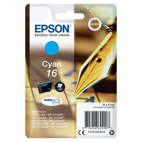 INK EPSON C13T16224012 CIANO PENNA/CRUCIVERBA DURABRITEULTRA WF-2010 2510 2520 2530 2540 2630 2650D 2660 2760 2750