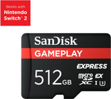 SanDisk Express microSD card Gameplay 512GB PCIE 3.1 / NVME / 880MB/s read / 650MB/s write (SDSQXFN-512G-GN6GN)