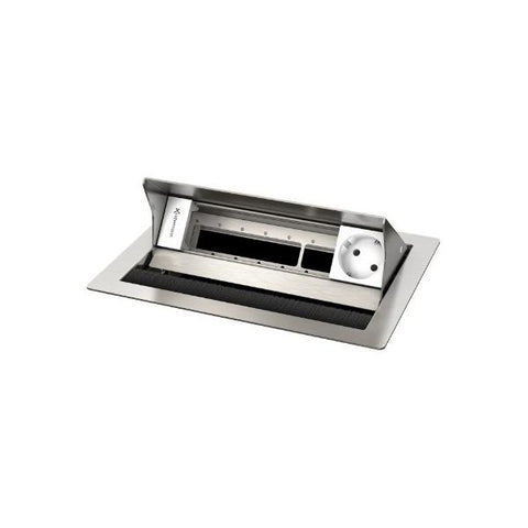 Kindermann 7492000051 Tipo F (Schuko) Acciaio inossidabile, Bianco cassetta di scarico