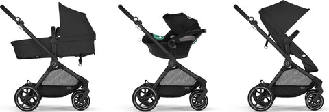 ***Passeggino CYBEX Gold EOS 2 in 1 con seggiolino auto Aton B2 i-Size e adattatore per seggiolino auto, sistema da viaggio, dalla nascita fino a 22 kg (circa 4 anni), Moon Black (Nero)