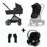 ***Passeggino CYBEX Gold EOS 2 in 1 con seggiolino auto Aton B2 i-Size e adattatore per seggiolino auto, sistema da viaggio, dalla nascita fino a 22 kg (circa 4 anni), Moon Black (Nero)