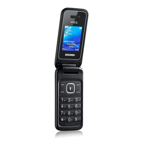 CELLULARE BRONDI FOX FLIP ATTIVO 1.77" 1.3MPX RADIO FM DUAL SIM NERO ITALIA SENIOR PHONE