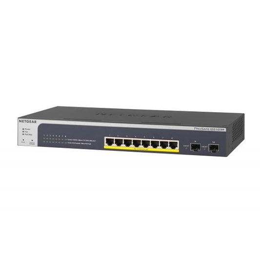 NETGEAR GS510TPP Gestito L2/L3/L4 Gigabit Ethernet [10/100/1000] Supporto Power over Ethernet [PoE] Nero (NETGEAR Switch Smart10-Porte PoE Gigabit Ethernet - Managed con 8 x PoE+ @ 190W, 2 x 1G SFP,