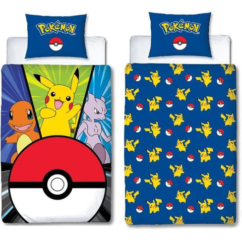 Set di copripiumino Pokémon Giallo Bianco Rosso Ala francese 2 Pezzi