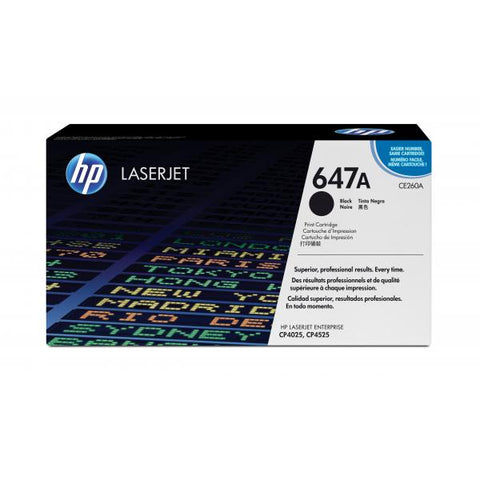 HP 647A TONER NERO PER COLOR LASERJET CP4025N-DN-4525N-XH-CM4540 MFP-4540F MFP-CP4525DN-CM4540FSKM MFP GARANZIA ITALIA (CE260A)