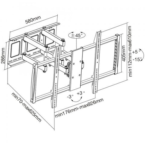 InLine Supporto parete, per TFT/LCD/LED/Plasma 152-254cm (60-100"),fino a 80kg