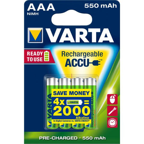 VARTA BATTERIA MINISTILO AAA 550 mAh RICARICABILE BLISTER 4 Pz.