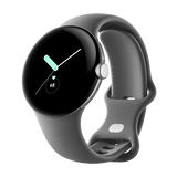 Watch Google Pixel Watch LTE 41mm Polished Silver Case with Sport Band - Charcoal (GA04307-GB)
