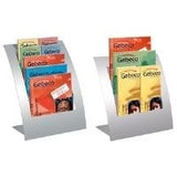 kerkmann Tisch-Prospekthalter Varia, DIN A4 hoch, 3 Fcher alusilber, aus pulverbeschichtetem Stahl, leicht gewlbter - 1 Stck (6512)