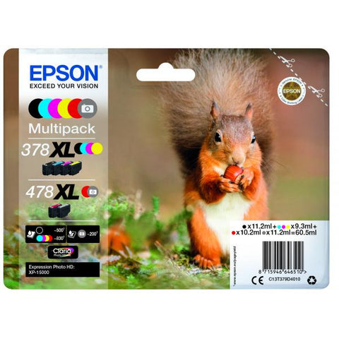 EPSON MULTIPACK 378 XL CARTUCCE INK NERO + CIANO + CIANO CHIARO + MAGENTA + MAGENTA CHIARO + GIALLO + 478 XL NERO
