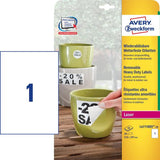 AVERY CONF 20 ETICHETTE ADESIVE IN POLIESTERE CARTELLI SEGNALETICA 21X29,7 CM BIANCO