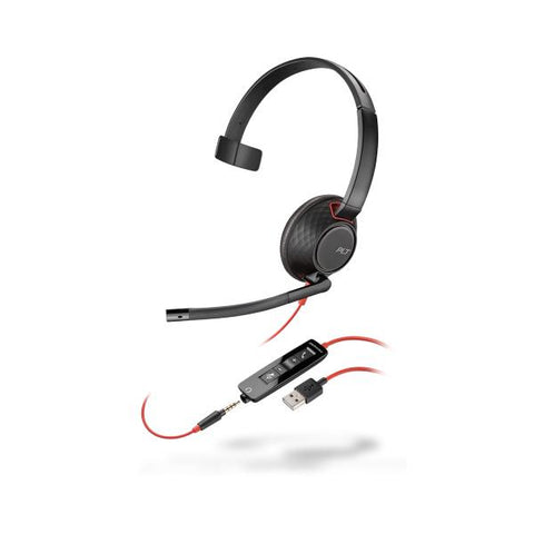 POLY Blackwire 5210 Cuffia Padiglione auricolare Connettore 3.5 mm USB tipo A Nero, Rosso