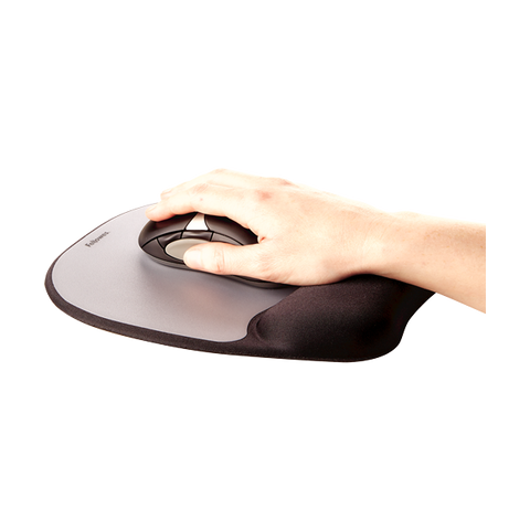 FELLOWES LEONARDI MEMORY FOAM TAPPETINO MOUSE CON POGGIAPOLSI IN SCHIUMA VISCOELASTICA COLORE NERO/GRIGIO