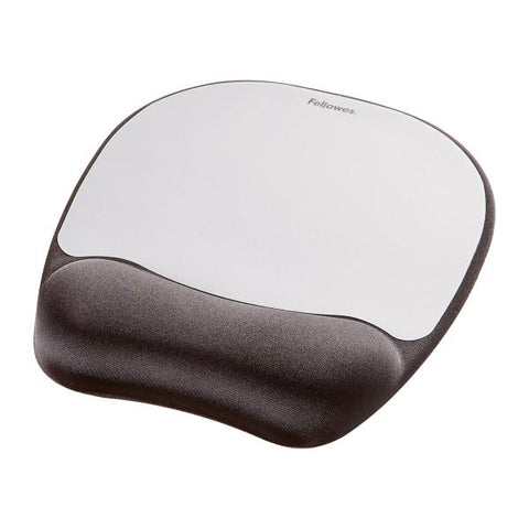 FELLOWES LEONARDI MEMORY FOAM TAPPETINO MOUSE CON POGGIAPOLSI IN SCHIUMA VISCOELASTICA COLORE NERO/GRIGIO