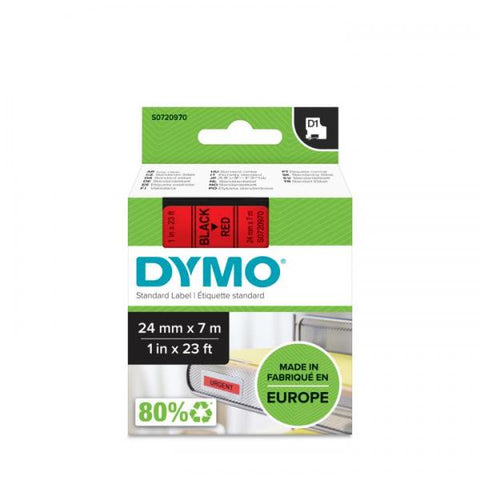 DYMO D1 NASTRO 24MM X 7MT COLORE ROSSO STAMPA NERO (S0720970A)