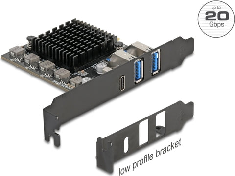 Delock PCI Express x4 Karte zu 1 x USB Type-C+ 2 Typ-A - Low Profile (90891)