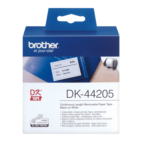 BROTHER DK44205 NASTRO CARTA TERMICA 62MMx30.48MT AUTOADESIVO COLORE BIANCO STAMPA NERO