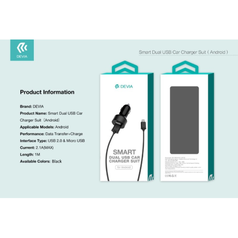 DEVIA SUIT CARICA DA AUTO E CAVO M-USB SMARTPHONE ANDROID NERO