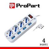 PROPARTE MULTIPRESA 4POS BIPASSO/SCHUKO SPINA16A +INTERR. MULTIPLICAR