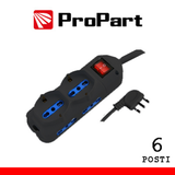 PROPART MULTIPRESA 6POS BIPASSO + BIP/SCHUKO SPINA16A +INTERR. NERA