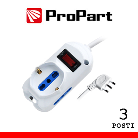 PROPART MULTIPRESA 3POS BIPASSO + BIPASSO/SCHUKO SPINA10A + INTER.