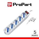 PROPARTE MULTIPRESA 5POS BIPASSO/SCHUKO SPINA10A +INTERR.