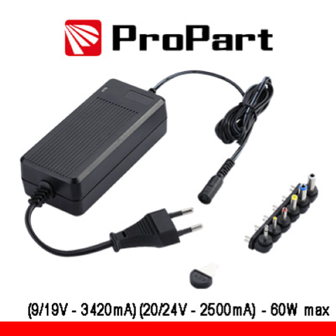 PROPART ALIMENTATORE UNIVERSALE MULTI 9-24V 3420-2500MA 60W MAX