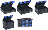 allit Aufbewahrungsbox EuroPlus MetaBox 340, schwarz/blau aus ABS-Kunststoff, sicheres Kopplungssystem zum schnellen - 1 Stck (454440)