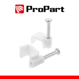 PROPART CHIODINI CON FERMACAVO PIATTO 5MM BIANCO 100PZ