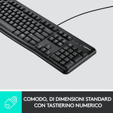 LOGITECH KEYBOARD K120 TASTIERA USB VERSIONE ITALIANA NERO
