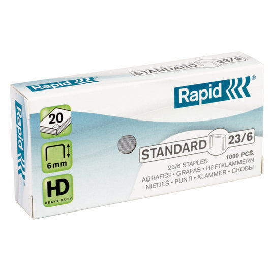 RAPID PUNTI METALLICI ZINCATI 23/6 MM STANDARD CONFEZIONE 1.000 PUNTI
