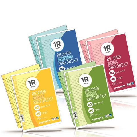 BLASETTI RICAMBI RINFORZATI A4 210X297 mm 100GR 40 FOGLI A RIGHE 1R AZZURRO