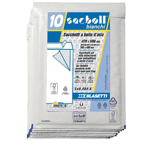 BLASETTI SACBOLL BUSTE A SACCO IMBOTITE 37X55 CM BIANCO CONF 10 Pz.