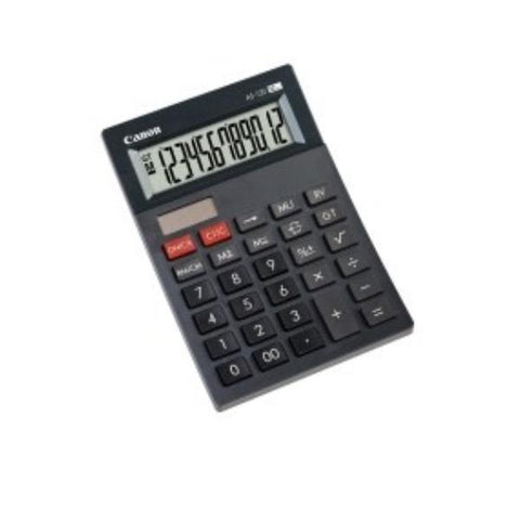 CANON AS-120II EMEA DBL CALCOLATRICE DESKTOP 12 CIFRE FORMA AD ARCO DISPLAY INCLINATO DOPPIA ALIMENTAZIONE SOLARE E A BATTERIE GRIGIO SCURO