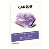 CANSON MIX MEDIA GRADUATE BLOCCO DA DISEGNO 200 GR 290.7X210 mm A4 20 FOGLI BIANCO
