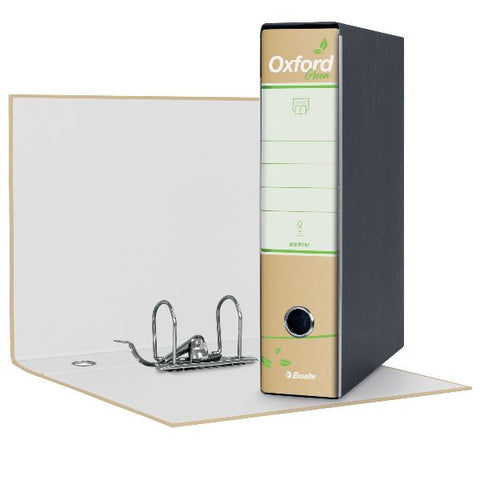 ESSELTE OXFORD GREEN G85 REGISTRATORE IN CARTONE RIVESTITO 350X295X85 mm FORMATO PROTOCOLLO AVANA CONF 8 Pz.