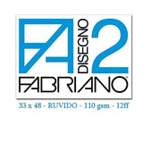 FABRIANO F2 ALBUM DA DISEGNO COLLATO 330X480 mm 110 GR 12 FOGLI RUVIDI BIANCO