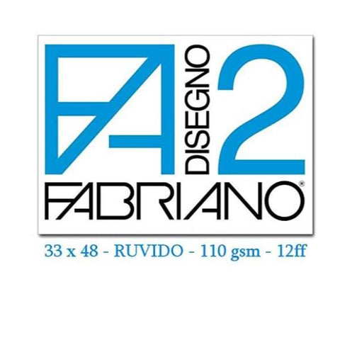 FABRIANO F2 ALBUM DA DISEGNO COLLATO 330X480 mm 110 GR 12 FOGLI RUVIDI BIANCO