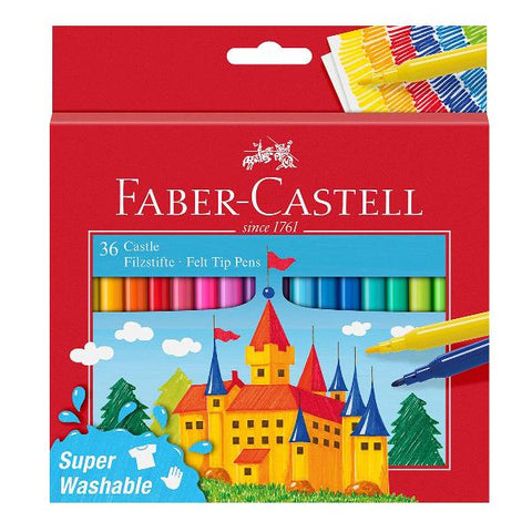 FABER CASTELL PENNARELLI CASTLE PUNTA FINE COLORI ASSORTITI CONF 36 Pz.